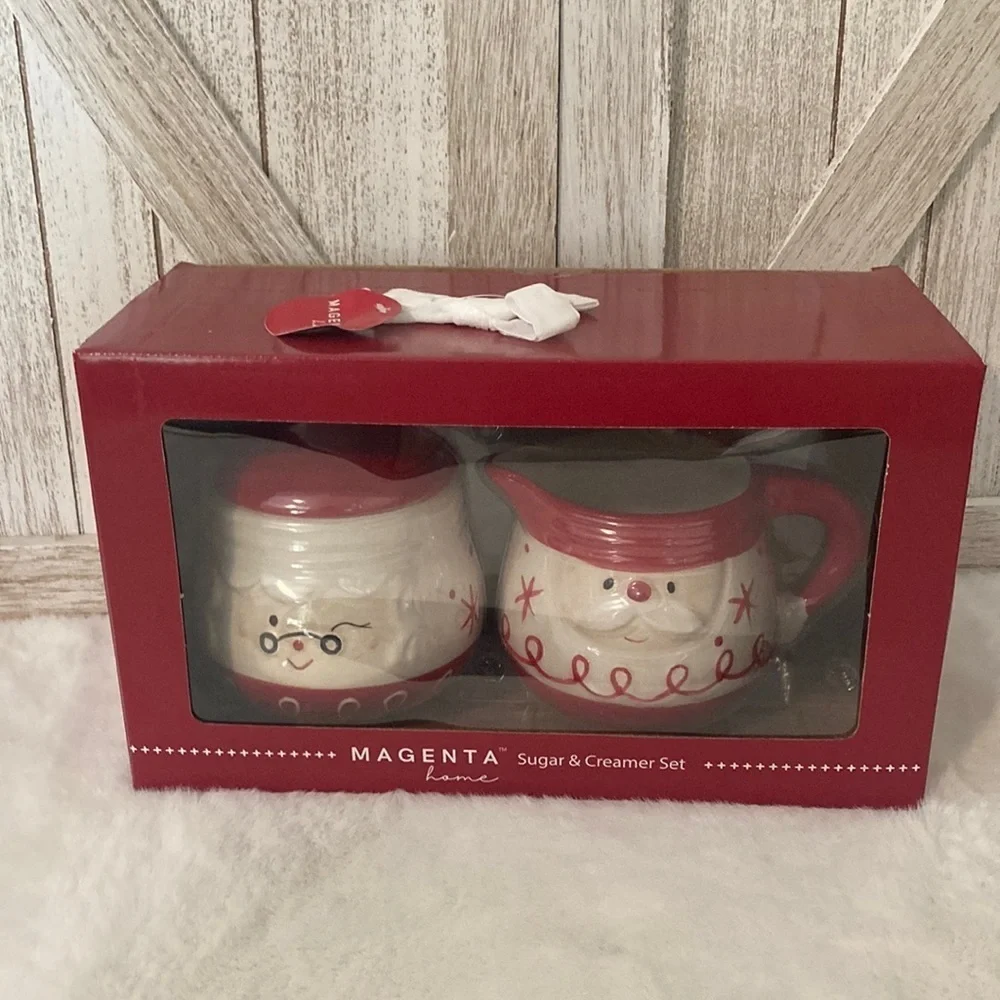 Magenta Home Santa Claus and Mrs. Claus Sugar and Cream Set